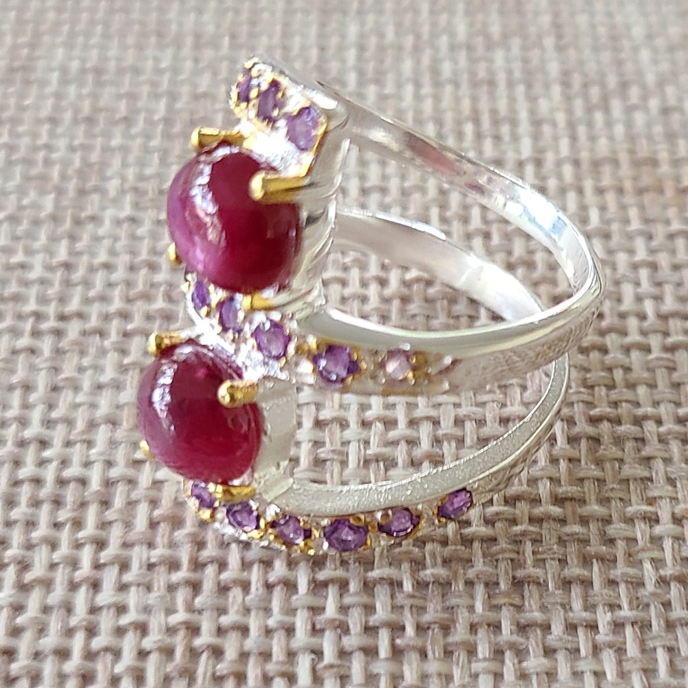 Natural Star Ruby Sterling Silver Ring - image 2